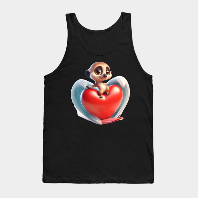 Heart Embrace Meerkat Surfer – Navigating the Sea of Love Tee Tank Top by vk09design